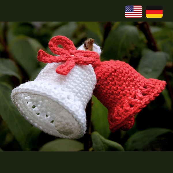 Christmas Bell with Bow in Two Sizes – Languages: English / German