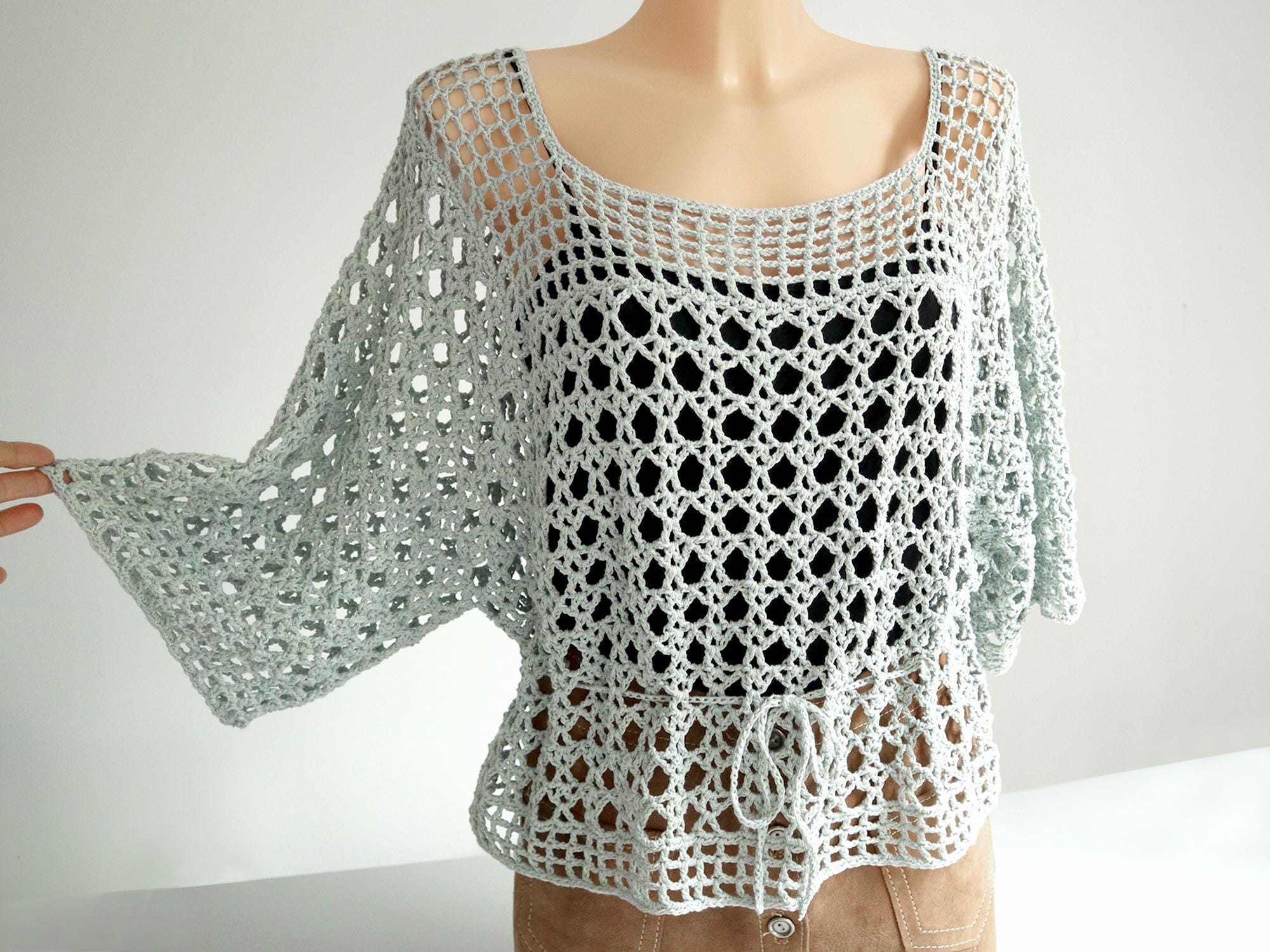 Crochet Pattern Tunic, Summer Sweater, Mesh Shirt 