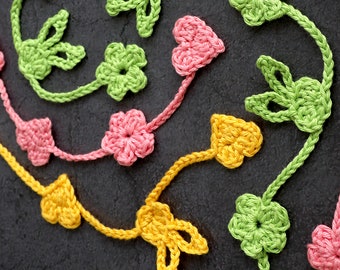 Easter Garland, Chain "Bunny, Heart and Flowers" - Crochet Pattern English / German
