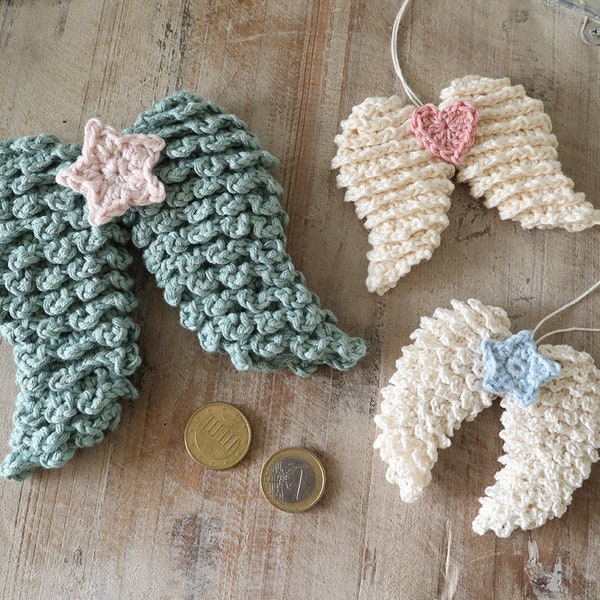 Modèle au crochet pour ailes, ailes d'ange en deux variantes - anglais / allemand