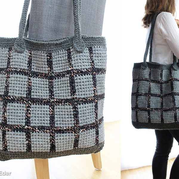 Crochet pattern for shopper / shoulder bag "Karo-La" -Language: German