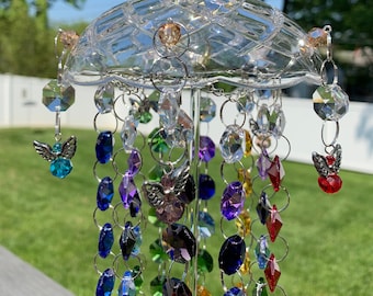 Pride Angel Chakra Crystal Rainbow Handmade Wind Chime, Rainbow Sun Catcher, Asfour Crystal, LGBTQ Gift, Garden Decor Window Jewelry Mobile