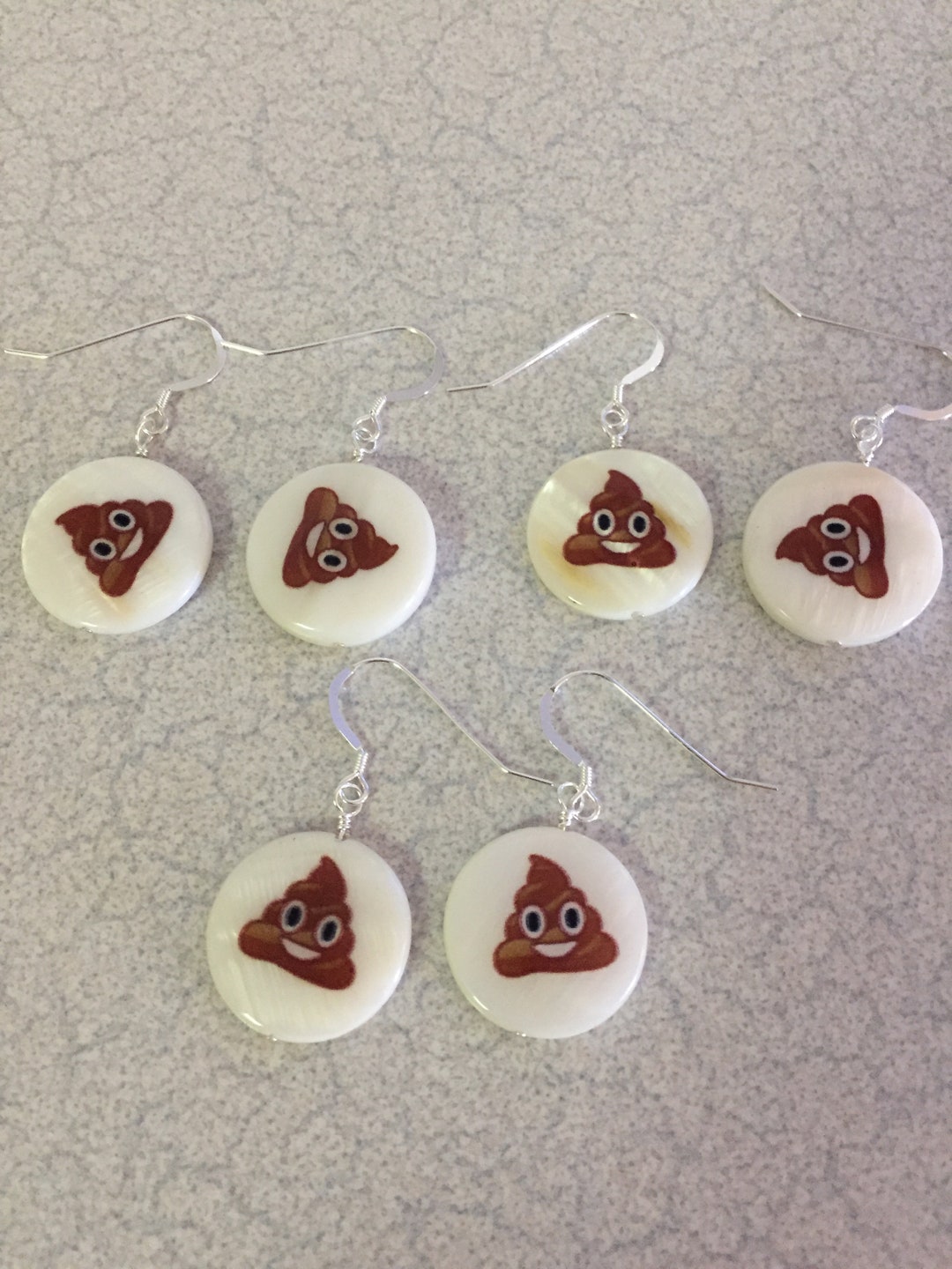 Poop Emoji Earrings, Ice Cream Emoji Earrings, Poo Emoji on Natural ...