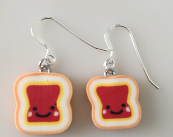 Peanut Butter and Jelly Earrings, Stocking Stuffer Novelty PB & J Earrings, Polymer Clay Earrings, Funny Food Earrings, Gift for Teacher