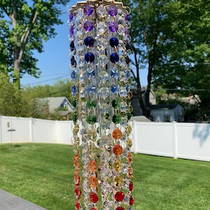 Pride Chakra Rainbow Handmade Wind Chime, Rainbow Sun Catcher, Asfour Crystal, LGBTQ Gift, Garden Decor Window Jewelry Crystal Mobile