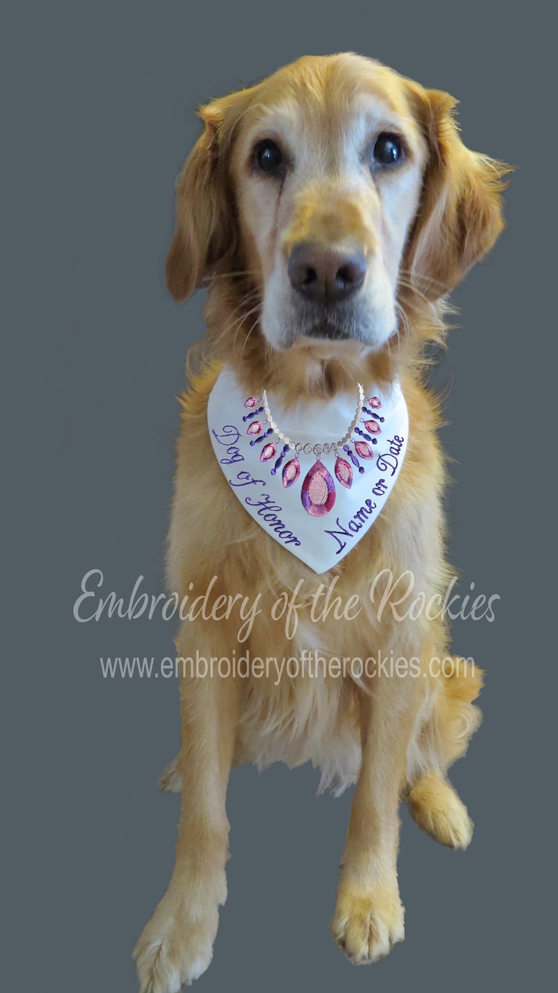 Custom Dog Wedding Bandana Dog Wedding Attire Dog of Honor Maid of Honor Bride Groom Personalized Pet Bandana Embroidered