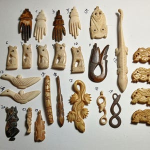 Anciennes Pièces Sculptées En Os De Bovin – Dieppe, XIXème Siècle, Collection