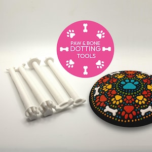 Paw & Bone Dotting Tools – 4 Sizes | Mandala Pet Art Supplies | Spin-to-Complete Bone Design