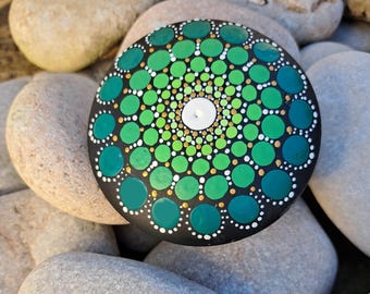 Hand-Painted Mandala Meditation Stone: 3.5" Dot Art Decor