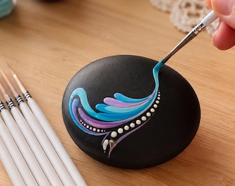 6pc Mandala Rigger Brush Set | Fine Liner Brushes for Swooshes, Petals & Feather Strokes | Acrylic Painting Brushes