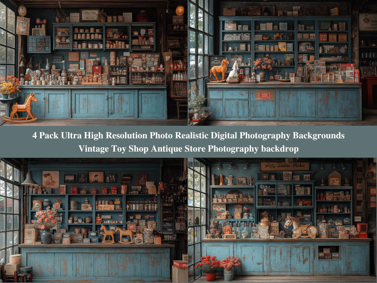 Real Shop Background Digital Backgrounds 4 High Resolution Ultra Realistic Vintage Style ...