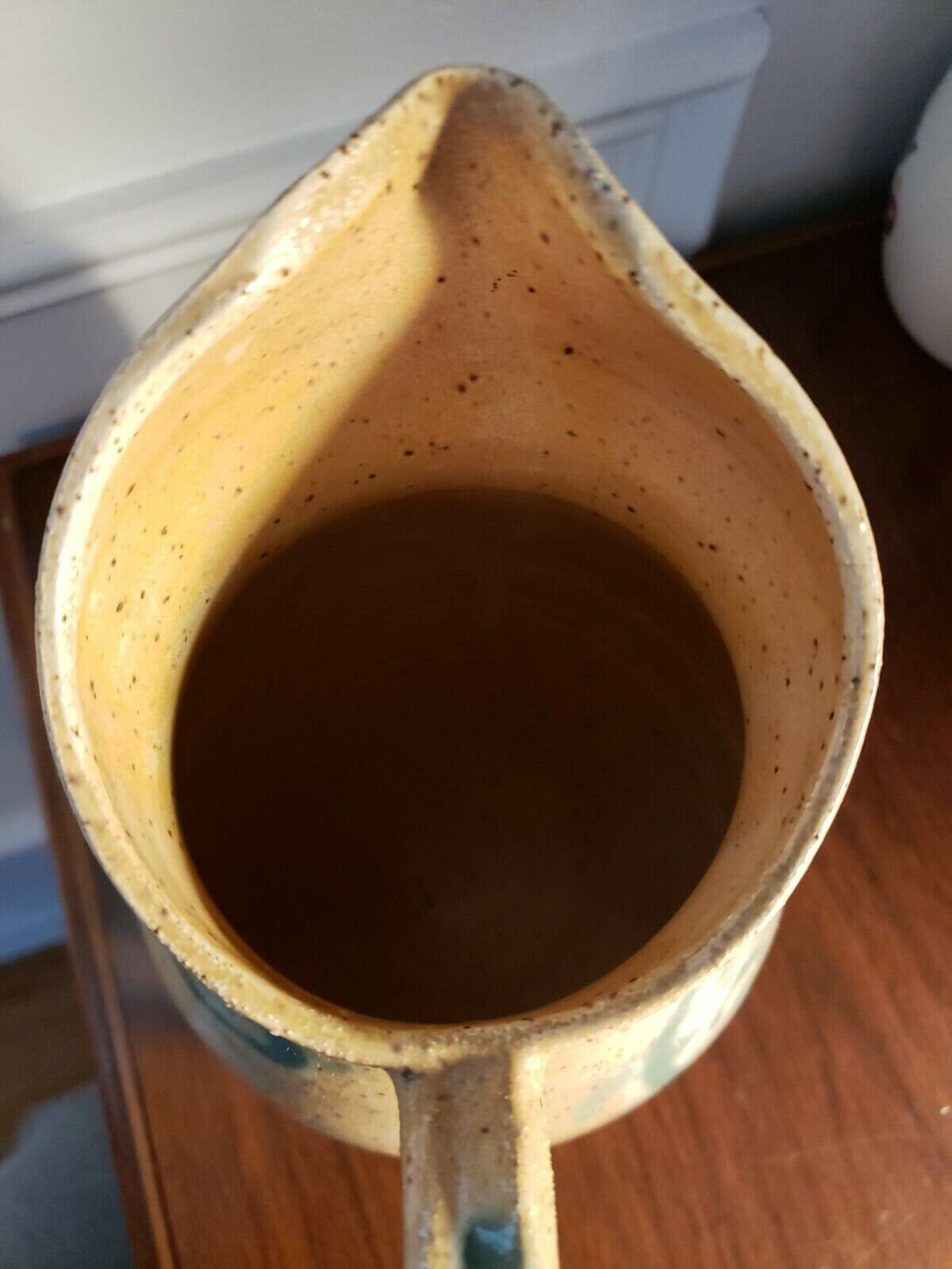 Hand Thrown Pottery Pitcher Wilmington NC signed green tan Etsy