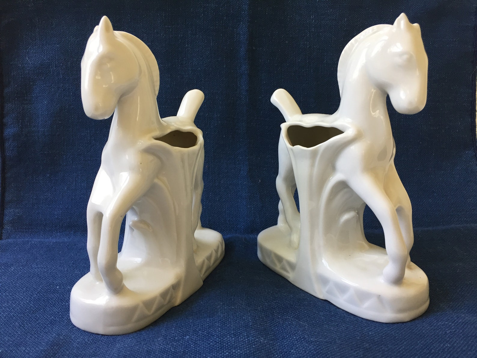 Art Deco Pair of White Horse Porcelain Vases PV Etsy