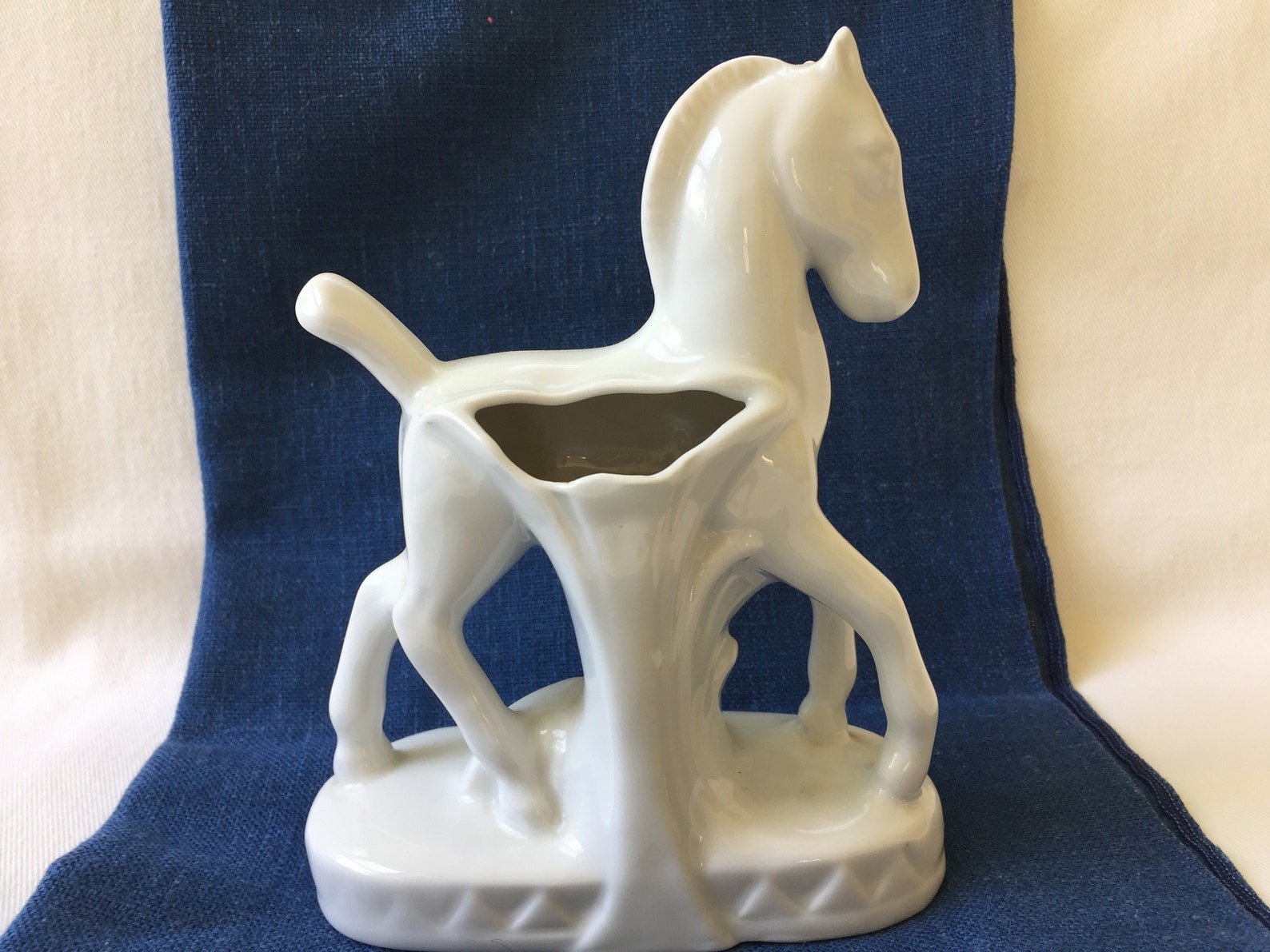 Art Deco Pair of White Horse Porcelain Vases PV Etsy