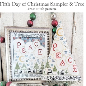 PDF- Fifth Day of Christmas Sample and Tree cross stitch pattern