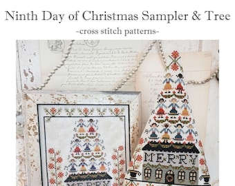 PDF- Ninth Day of Christmas Sampler and Tree cross stitch pattern