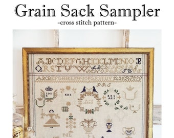 PDF- Grain Sack Sampler cross stitch pattern