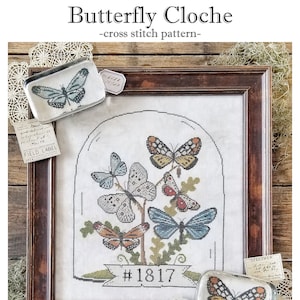 PDF- Butterfly Cloche cross stitch pattern