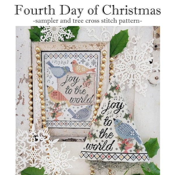 PDF- The Fourth Day of Christmas Sampler and Tree cross stitch pattern