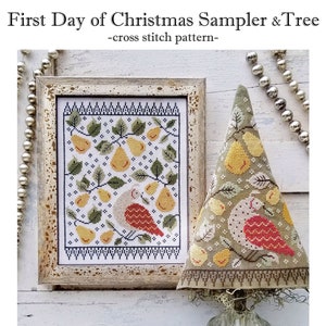 PDF- First Day of Christmas Sampler & Tree Cross Stitch- automatic download