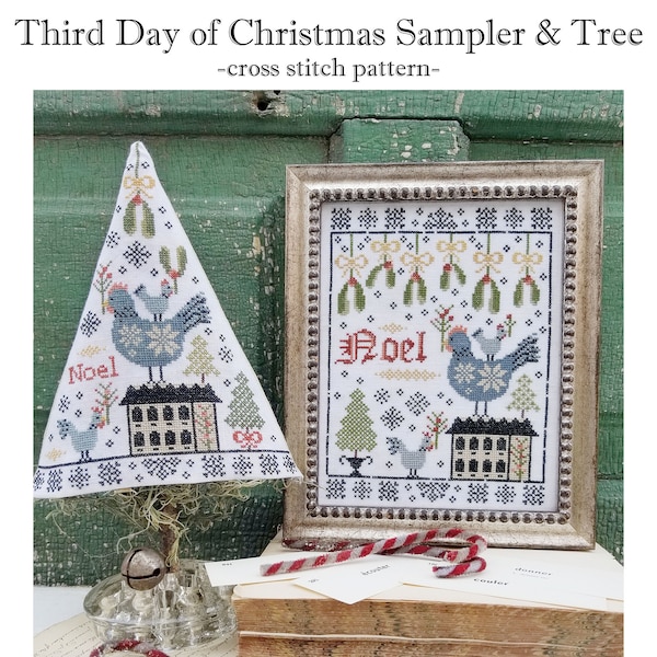 PDF- Third Day of Christmas Sampler & Tree Cross Stitch Pattern