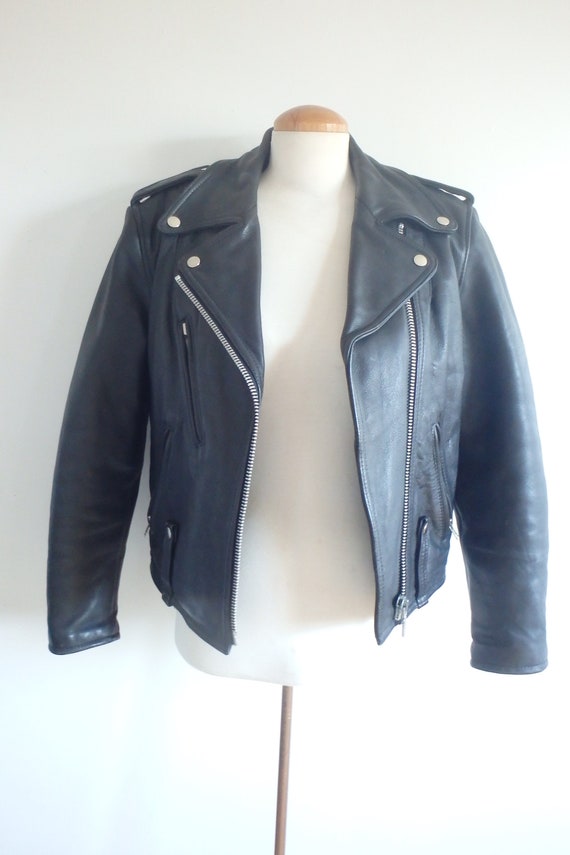 Leather Jacket Vintage Harley Davidson Moto Quilte