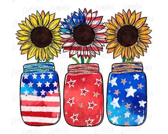 Vaterländische Sonnenblumen Png, Kinder 4. Juli Png, Gedenktag Png, Vaterländische Sublimation Designs Herunterladen