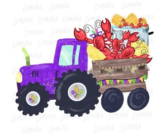 Trattore per bambini di Carnevale png, Trattore a gamberi png, Disegni per sublimazione di Carnevale da scaricare
