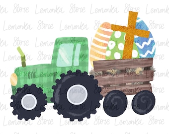 Kinder Ostern PNG Sublimationsentwürfe, Bauernhof Ostern Traktor PNG, Jungen Ostern Clipart PNG digitaler Download