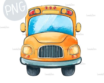 Watercolor School Bus PNG: Back to School Clipart (Digital Download)