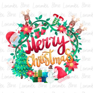 Merry Christmas wreath PNG, Kids Christmas sublimation design download, Santa Claus clipart, My 1st Christmas PNG, Christmas print for shirt