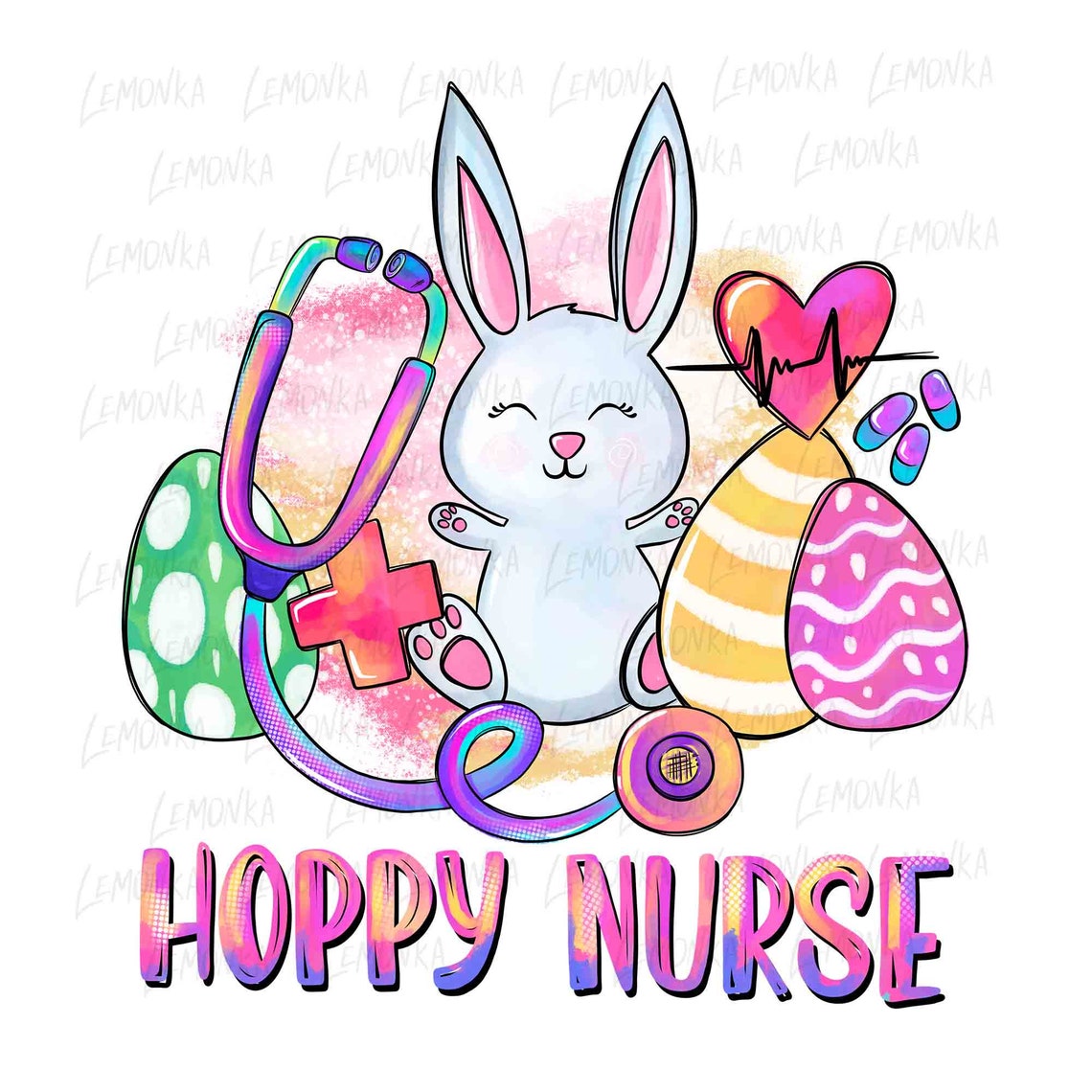 Hoppy Nurse png Easter nurse Sublimation Designs Download Etsy