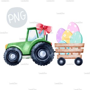 Ostern Traktor Kokette Bogen PNG, Bauernhof Ostern Aquarell Clipart, Kinder Ostern Sublimation Design digitaler Download
