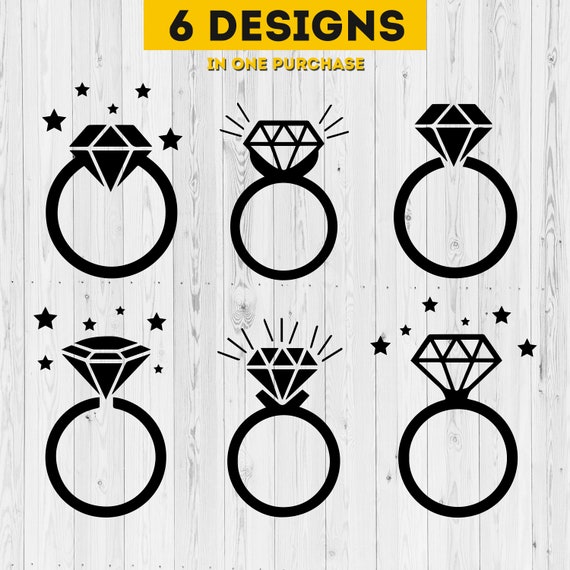 Wedding Ring With Diamond Svg Files For Cricut Engagement Etsy