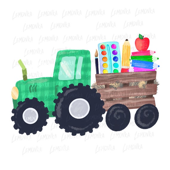 Back to School Tractor PNG, Preschool Clipart (Digital File), Kindergarten Sublimation Design For Boy and Girls