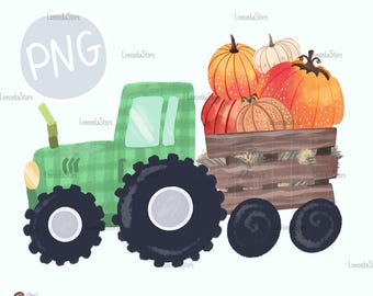 Kürbis Traktor Png, Kleinkind Jungen Herbst Png Sublimation Designs Download, Kinder Thanksgiving Png, Aquarell Halloween PNG