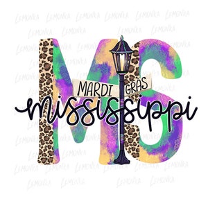 Diseños de sublimación de Leopard Mississippi MS Mardi Gras png para descargar