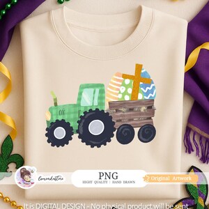 Conceptions de sublimation de PNG de Pâques d'enfants, tracteur de Pâques de ferme png, téléchargement numérique de clipart PNG de garçons de Pâques image 3