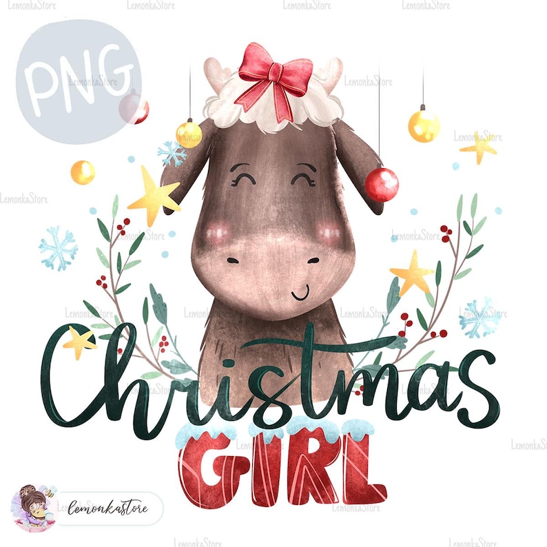 Little Girl Christmas Reindeer Png, Funny Moose Bow PNG Sublimation