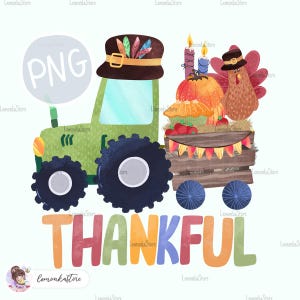 Tracteur de Thanksgiving pour enfants, dinde png, conception de sublimation de camion de ferme de Thanksgiving, aquarelle de remerciement pour tout-petit garçon, petite fille automne png