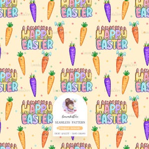 Osterkarotten Musterdesign, Frohe Ostern digitales Papier, Bunte Osterhintergrundbild