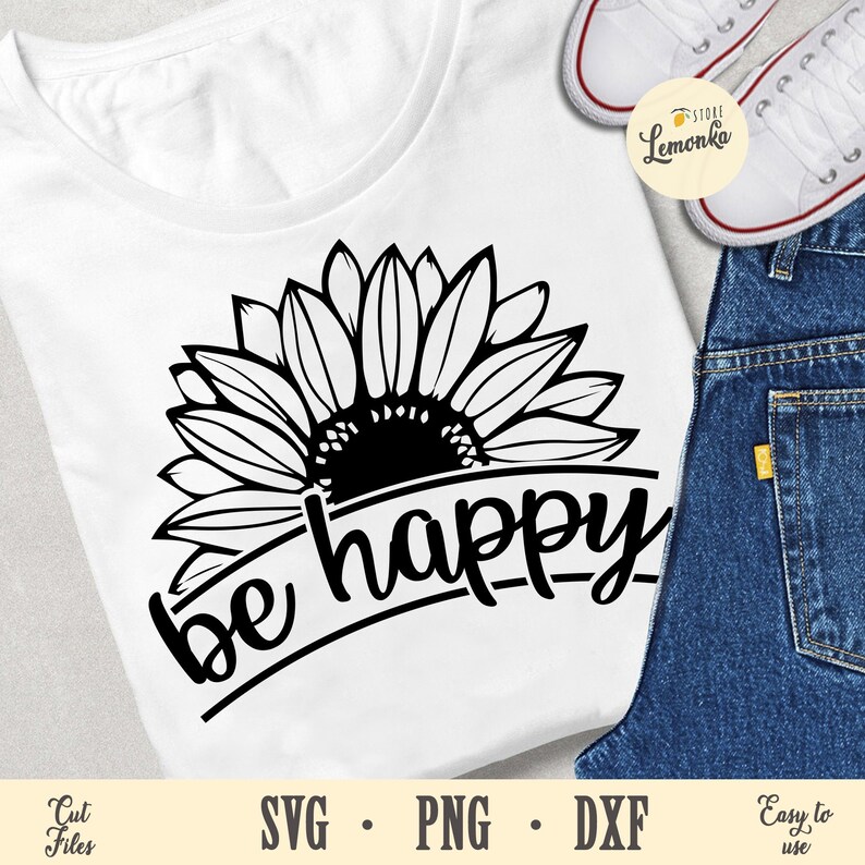 Download Be happy sunflower svg Cricut stencil template Svg designs ...