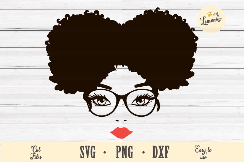 Download Black woman face svg with afro puff and red lips clip art ...