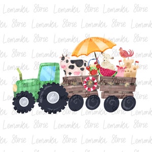 Summer Tractor png, Beach Tractor png, Beach truck png, Kids Summer farm animals png Sublimation Design Download