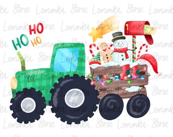 Christmas Tractor PNG: Farmhouse Holiday Clipart (Digital Download)