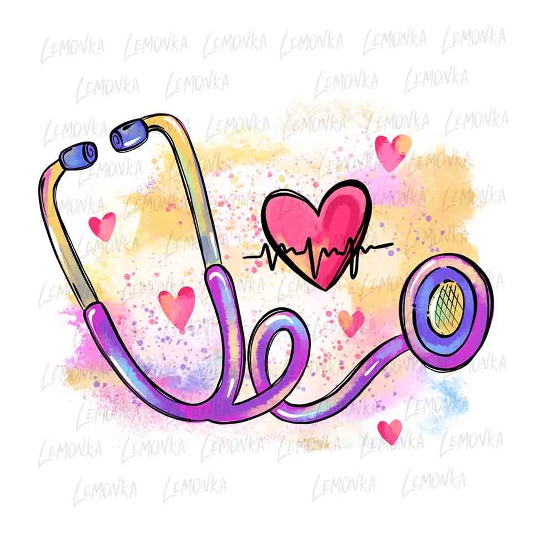 Colorful Stethoscope Sublimation Designs Download Nurse Etsy