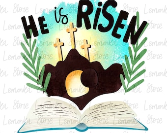 He is Risen png, Pasen-sublimatieontwerpen digitale download