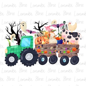 Halloween Bauernhof Traktor Png, Halloween Kinder Sublimationsentwürfe digitaler Download, Junge Halloween Png, Halloween Clipart