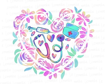 Liebe Krankenschwester Blumenherz Kranz png, Krankenschwester Sublimation Designs Downloads, Krankenschwester Wertschätzung png, Krankenschwester Valentine png