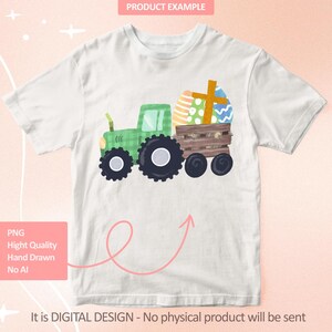 Conceptions de sublimation de PNG de Pâques d'enfants, tracteur de Pâques de ferme png, téléchargement numérique de clipart PNG de garçons de Pâques image 4